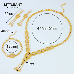 Dubai Lüks Düğün Takı Seti Toptan Satış Premium Tasarım 21 Ayar Altın Kaplama Oymalı Kolye Bilezik Küpe Kadınlar İçin - Product Image 5
