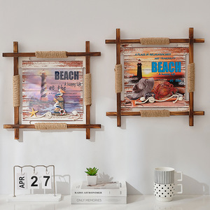 Mediterráneo <span class=keywords><strong>Vintage</strong></span> desgastado 3D relieve pintura 45cm marco de <span class=keywords><strong>madera</strong></span> maciza arte de pared grabado a mano decoración del hogar - Product Image 3