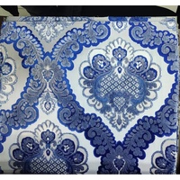 Tissu en velours coupé jacquard géométrique 3D arabe classique bleu de luxe TengHui 100% polyester tricoté pour canapé, rideau, textile de maison