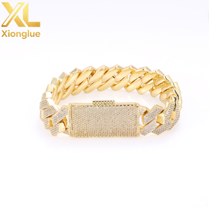 Personalized Hip Hop Jewelry Bling Iced Out 5A Zircon Rhombus Prong Cuban Link Chain Bracelet for <b>Men</b> - Product Image 3