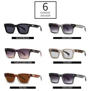 Gafas de Sol Retro Personalizadas con Logotipo, con Remaches, para Hombre y Mujer, Protección UV400, Diseño Cuadrado con Estampado de Leopardo - Product Image 4