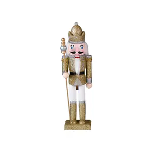Wholesale Fashion Glitter 30cm Wooden Christmas Craft Pink Nutcracker For Home Decorations