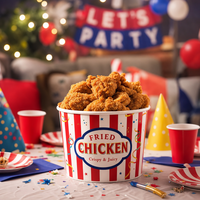 Seau à poulet frit personnalisé en carton blanc, conteneur jetable résistant à l'huile avec revêtement PE