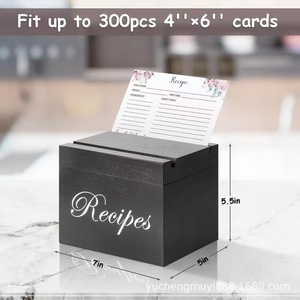 Wooden Recipe <b>Box</b> Flip Top <b>Kitchen</b> Card <b>Storage</b> Organizer Rectangle Standing Type General Packaging Yc6.30 - Product Image 5