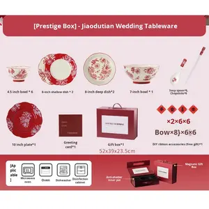 Juego de <span class=keywords><strong>Vajilla</strong></span> de Cerámica Roja con Diseño Floral, Apto <span class=keywords><strong>para</strong></span> Alimentos, con Acabado Subesmaltado, Apilable, Apto <span class=keywords><strong>para</strong></span> Microondas y Lavavajillas, <span class=keywords><strong>para</strong></span> Uso Diario - Product Image 6