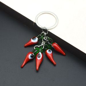 Italian Horn Evil Eye Keychain Fashion Glass Red Small Pepper Chili Keyring Amulet Eye As Christmas Present for Friend Bag Charm