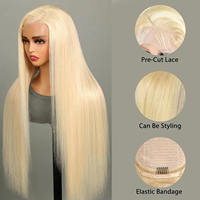 13x6 Body Wave untuk Wig Rambut Lurus Pirang Madu Eropa Remy Hair Wanita Bleach Knots