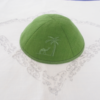 Top Kipot Lino Kippah con Palmera logo Bordado Personalizar Bar Mitzvah Judaica Yarmulke Sombrero judío Kipot para boda.