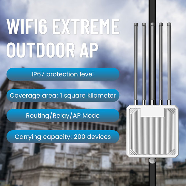 AX3000 WiFi6 Outdoor Access Point, IP67 Waterproof PoE Powered 500M Long-Range WiFi Extender Compatible With Starlink Dual-Band
