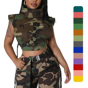 Chaleco de camuflaje recortado cuello alto estampado por sublimación con estampado de sublimación para mujer nuevo lateral sin mangas a la moda - Product Image 1
