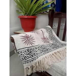 Ethical Handmade 100% Cotton Throw <b>Blanket</b> Printed Tassels Eco-friendly Lightweight All-Season Home Decor - Product Image 2