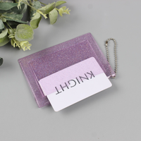 Grosir tombol Snap Mini portabel dompet PVC sederhana kantong pelindung kartu Bank casing kartu Glitter transparan