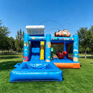 Château gonflable PVC Ocean World <span class=keywords><strong>avec</strong></span> toboggan aquatique et <span class=keywords><strong>piscine</strong></span> pour célébration d'anniversaire - Product Image 1