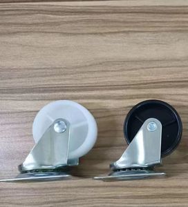 Roue tournante petite tige filetée en plastique tige pivotante de 1.5 pouces roues à roulette simple à verrouillage central roulettes à crémaillère blanche - Product Image 6