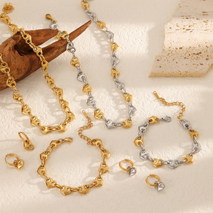 Heart Shape Stainless Steel Jewelry <b>Set</b> Necklace <b>Bracelet</b> Earrings 18k Gold Plated Women's Gift Fashion Jewelry - Product Image 2