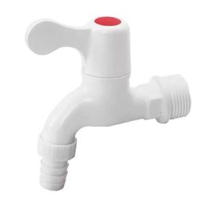 Robinet d'eau moderne en PVC blanc poli, facile à installer pour lavabo et machine à laver - Product Image 1