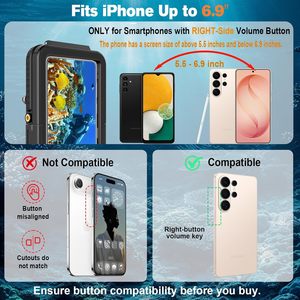 Funda Impermeable para Teléfono de 50 Pies de Profundidad, Funda Protectora Universal para Buceo y Snorkel, para Teléfonos Inteligentes de 5.4-6.9 Pulgadas, Negro Naranja - Product Image 2
