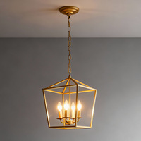 Amerikanischer Stil Gold-Schwarz Käfig Messing Kronleuchter Pendelleuchte E26 Großhandel Hängelampe Elegantes Laternen-Design für Wohnraumdekoration