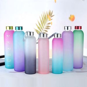 Nueva Botella de Agua Tritan de 1 Litro SIN BPA 2025 con Tapas Doradas, Botella de Agua con Acabado Arenado Degradado - Product Image 3