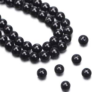 Hạt đá quý Tourmaline đen tự nhiên, hình tròn, rời, dùng làm đồ trang sức, vòng tay, vòng cổ, dây dài 15.5 inch, bán buôn - Product Image 6