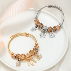 Nuovo bracciale da donna in acciaio inox <span class=keywords><strong>con</strong></span> ciondolo cigno placcato oro accessori Zirconia moda animale - Product Image 5