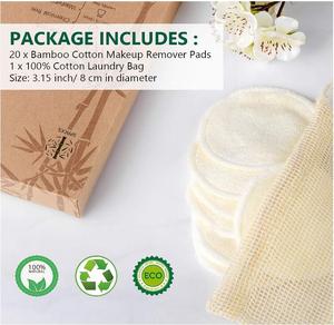 Tampon <span class=keywords><strong>démaquillant</strong></span> personnalisé pour étiquette privée <span class=keywords><strong>lavable</strong></span> écologique en <span class=keywords><strong>coton</strong></span> bambou naturel tampons nettoyants ronds - Product Image 4