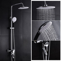 Ensemble de robinet de douche mitigeur en laiton thermostatique chromé baignoire à effet pluie système de pommeau de douche à main robinets de bain et de douche
