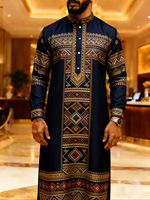 Robe de soirée pour homme, style Jubba, col montant, imprimé 3D, pour homme musulman urbain, personnalisable, vente en gros, boutique islamique européenne et américaine