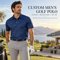 Polo de golf imprimé en gros pour hommes – T-shirt de sport à manches courtes en jersey polyester élasthanne avec col structuré pour clubs, équipes et tenues de villégiature