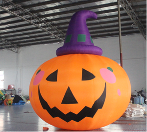 Ballon gonflable citrouille d'Halloween en nylon pour décoration extérieure, facile à installer, imperméable et résistant au soleil, pour événements festifs - Product Image 1