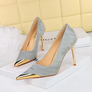 Chaussures pour femmes <span class=keywords><strong>de</strong></span> Style chinois talons hauts talons minces talons Super hauts métal bout <span class=keywords><strong>de</strong></span> <span class=keywords><strong>fer</strong></span> pointu bouche peu profonde Banquet chaussures simples - Product Image 3