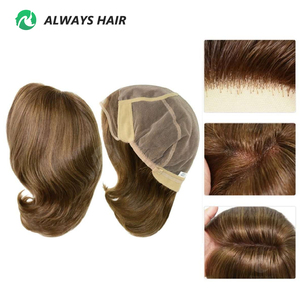 Parrucche da donna in capelli umani vergini con frontale in pizzo, mono top europeo annodato a mano, densità 120%, <span class=keywords><strong>parrucca</strong></span> <span class=keywords><strong>corta</strong></span> da 6 pollici per donne bianche - Product Image 2