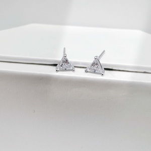 wholesale 925 plata sterling <b>silver</b> Classic Round Zircon earring 18k gold dainty geometric cheap <b>small</b> bow zircon <b>stud</b> earrings - Product Image 3