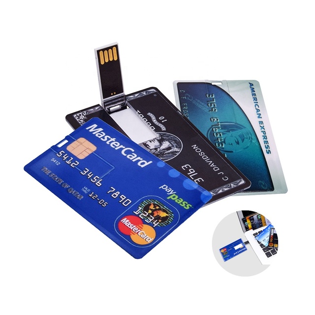 Flip Credit Card Style USB Flash Memory Stick Drives Custom Printed Bank Card USB Pen Drive 4GB 8GB 16GB 32GB 64GB 128GB