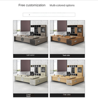 Bureau de direction moderne en forme de L en bois, design modulaire convertible, couleur teck, mobilier commercial