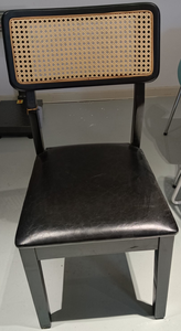 Modern <b>Extendable</b> Plastic <b>Dining</b> Chair with Faux Leather Seat and Woven Backrest for Home Furniture - Product Image 4