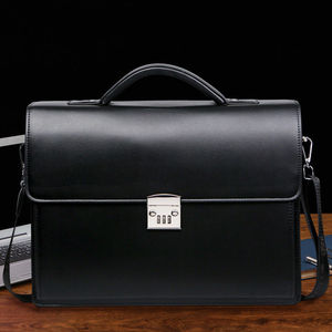 กระเป๋าเอกสารหนังแท้สไตล์อังกฤษย้อนยุคสำหรับผู้ชายกระเป๋าถือแบบวินเทจพร้อมล็อครหัสผ่านสำหรับคอมพิวเตอร์และกระเป๋าแล็ปท็อป - Product Image 5