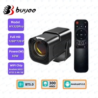 Projecteur portable DLP LCD HY320 Pro 720P Android 12, 300 ANSI, WiFi6, BT5.0, 1280x720, LED, utilisation en extérieur, contraste 1000:1