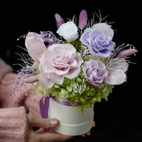 Bouquet de fleurs éternelles de luxe TC, rose et hortensia, décoration d'intérieur, cadeau de Saint-Valentin, fête des mères, anniversaire, rose préservée, boîte cadeau