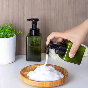 Flacon <span class=keywords><strong>pompe</strong></span> en PETG vert ambre personnalisé 250/450ML, distributeur de savon moussant anti-fuite pour cosmétiques et soins personnels - Product Image 3