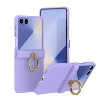 Coque de téléphone antichoc pliable pour Samsung Galaxy Z Flip 8 7 6 5, en PC, avec anneau métallique et support anneau au design métallique