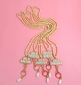 Personalized Wood <b>Bead</b> Lanyard ID Badge Holder Back to School Gift Breakaway Clasp Adjustable <b>Bead</b> Lanyard Phone Lanyard - Product Image 2