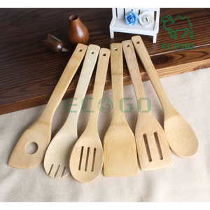6 uds cocina de bambú reutilizable utensilios de viaje de madera juego de utensilios de cocina de Bambú - Product Image 6