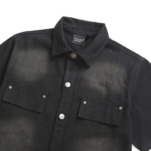 Meilleure vente hommes grande taille sergé Denim ensemble court nouveauté mode bouton deux pièces ensemble respirant coton tricoté - Product Image 4