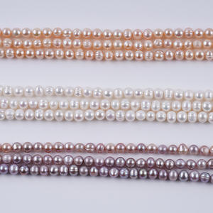 Perles d'eau douce naturelles blanches 6-7mm, forme elliptique perforée, pour collier DIY fait main, vente en gros - Product Image 5