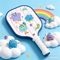 Raquette de pickleball pour enfants, motif dessin animé mignon, en bois de peuplier, épaisseur 11 mm, ensemble de raquettes de pickleball pour divertissement et sport parent-enfant