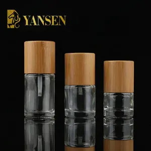 Fashion new 5ml 10ml 15ml bamboo transparent glass nail polish bottle