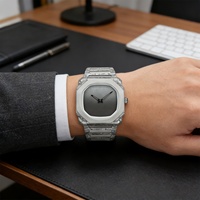 Montre pour homme ultra-fine en marbre avec grand cadran, montre à quartz, montre en plastique étanche, coffret cadeau de luxe haut de gamme