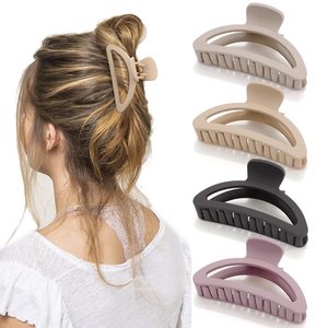 Pince à cheveux ovale artisanale en PC, style coréen, couleur crème givrée, polyvalente, avec plaque <span class=keywords><strong>creuse</strong></span>, type pince requin, accessoires capillaires - Product Image 3