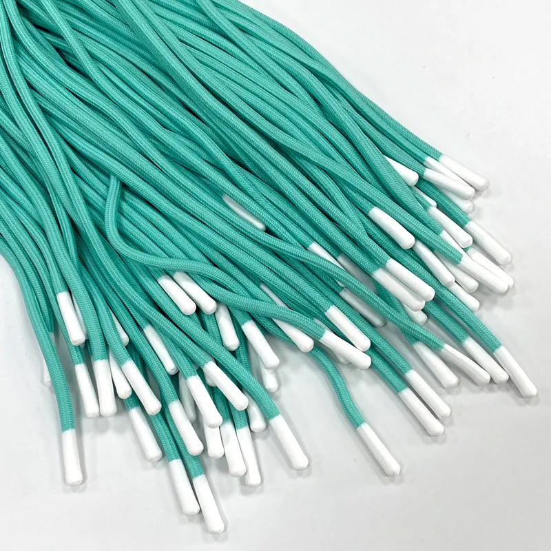Wholesale 6mm Nylon Drawcords Shoelaces Custom Logo Silicone Dipping Tips for Macrame Bags Hoodie Drawstring Pants Rope Garments